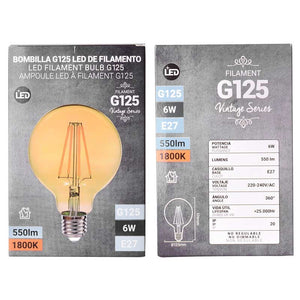 Bombilla LED Vintage Globo de Filamento E27 G125 6W (3)