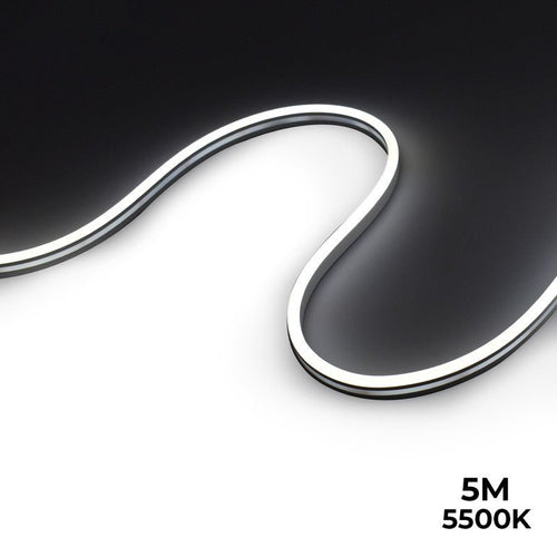 Flexible LED neon 24V DC - 6x13mm - 5 meters - Complete kit - 11W/m - IP67 - Lateral curvature