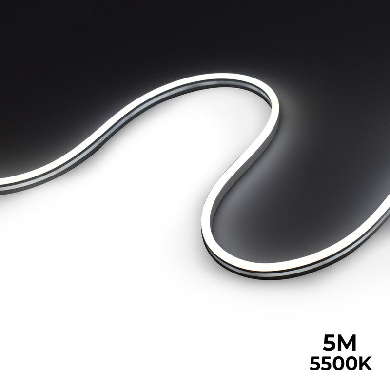 Neón LED flexible 24V DC - 6x13mm - 5 metros - Kit completo - 11W/m - IP67 - Curvatura lateral