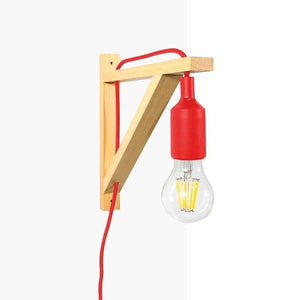 Aplique de pared nórdico "YOJO" -Escuadra de madera y colgante de silicona - Barcelona Led-Decoración