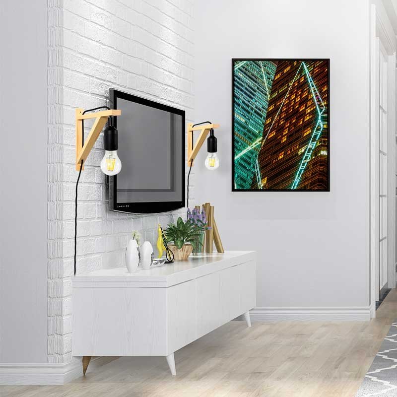 Aplique de pared nórdico "YOJO" -Escuadra de madera y colgante de silicona - Barcelona Led-Decoración