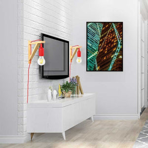 Aplique de pared nórdico "YOJO" -Escuadra de madera y colgante de silicona - Barcelona Led-Decoración