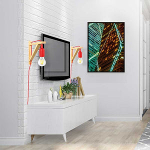 Aplique de pared nórdico "YOJO" -Escuadra de madera y colgante de silicona (12)