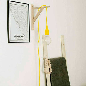 Aplique de pared nórdico "YOJO" -Escuadra de madera y colgante de silicona - Barcelona Led-Decoración