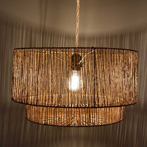 Lámpara colgante de yute y fibras naturales"BALI" - Barcelona Led-Decoración