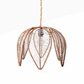 Candeeiro suspenso de rattan em forma de flor