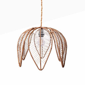 Lámpara colgante de ratán en forma de flor "BINTAN" - E27 (2)