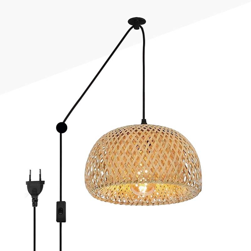 Lámpara colgante de mimbre "Yonna" con cable y enchufe