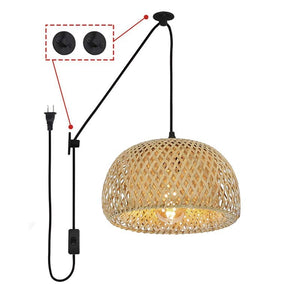 Lámpara colgante de mimbre "Yonna" con cable y enchufe (9)