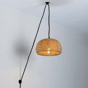 Lámpara colgante de mimbre "Yonna" con cable y enchufe (12)