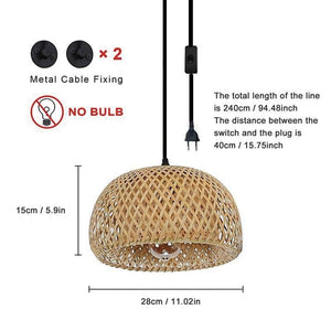 Lámpara colgante de mimbre "Yonna" con cable y enchufe (13)