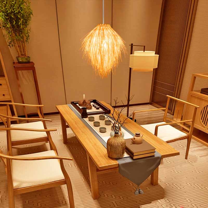 Lámpara colgante de mimbre estilo oriental "TINA" (1)