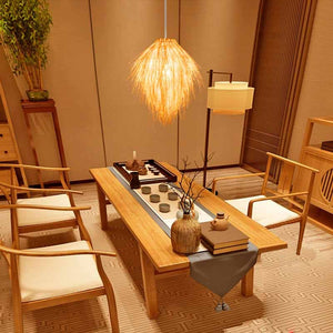 Lámpara colgante de mimbre estilo oriental "TINA" (1)