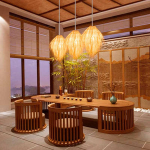 Lámpara colgante de mimbre estilo oriental "TINA" (9)