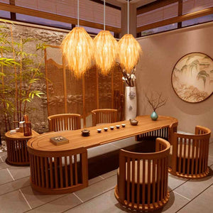Lámpara colgante de mimbre estilo oriental "TINA" (10)