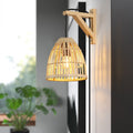 Wooden wall lamp with bamboo lampshade