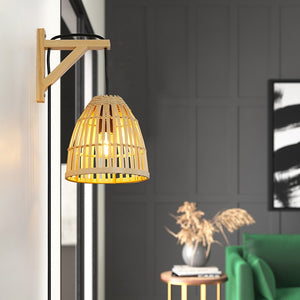 Aplique de pared en madera con pantalla de bambú "CESTA" (4)