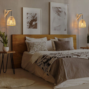 Aplique de pared en madera con pantalla de bambú "CESTA" - Barcelona Led-Decoración