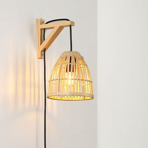 Aplique de pared en madera con pantalla de bambú "CESTA" - Barcelona Led-Decoración