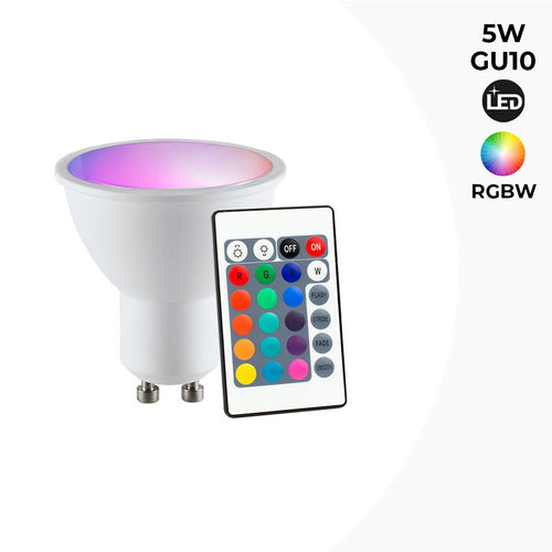 Ampoule LED GU10 RGBW 5W avec télécommande