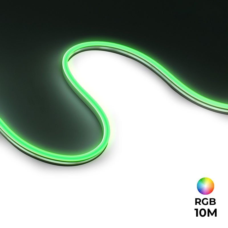 Neón LED flexible RGB 24V DC - 10X18mm - 10 metros - Kit completo - 11W/m - IP67 - Curvatura lateral - Barcelona Led-