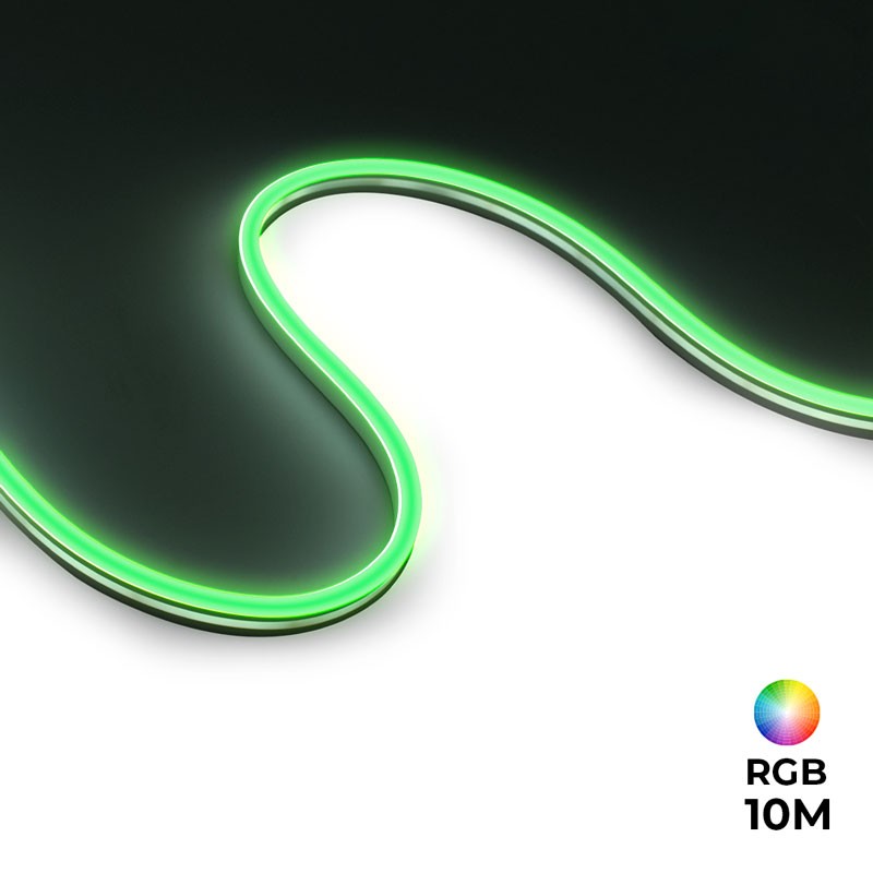 Neón LED flexible RGB 24V DC - 10X18mm - 10 metros - Kit completo - 11W/m - IP67 - Curvatura lateral (1)