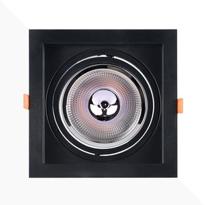 Aro downlight cuadrado tipo cardan para bombilla QR111 ó AR111 - Corte 155 x 155 mm - Barcelona Led-