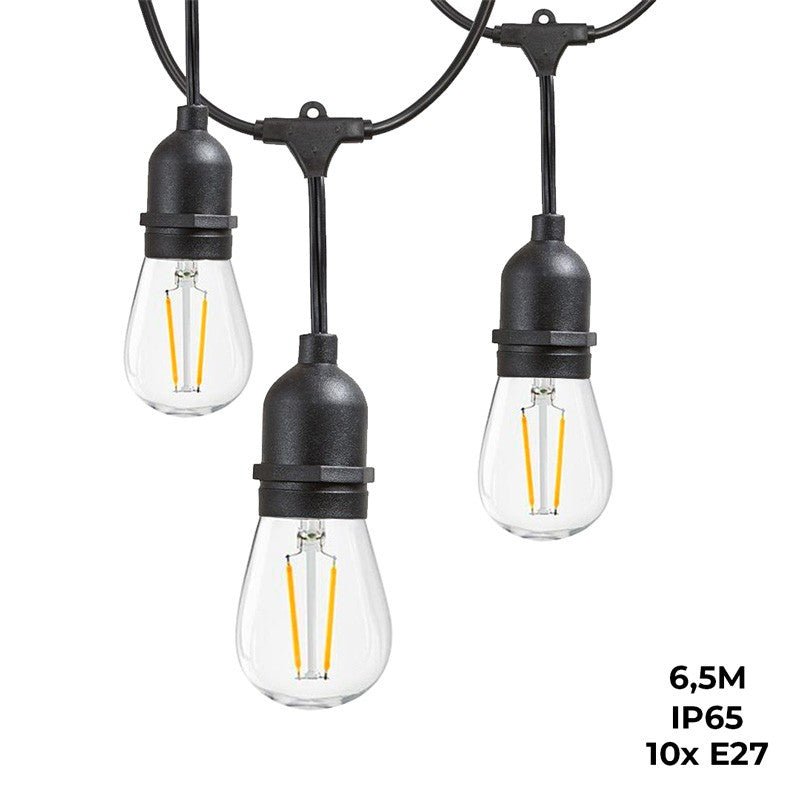 Guirnalda exterior conectable en serie - IP65 - 6,5 metros - 10 x E27 - Barcelona Led-