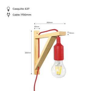 Aplique de pared nórdico "YOJO" -Escuadra de madera y colgante de silicona - Barcelona Led-Decoración