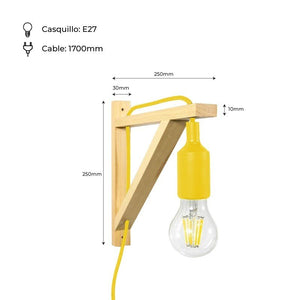 Aplique de pared nórdico "YOJO" -Escuadra de madera y colgante de silicona - Barcelona Led-Decoración