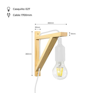 Aplique de pared nórdico "YOJO" -Escuadra de madera y colgante de silicona - Barcelona Led-Decoración