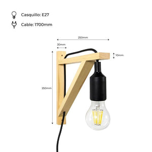 Aplique de pared nórdico "YOJO" -Escuadra de madera y colgante de silicona - Barcelona Led-Decoración