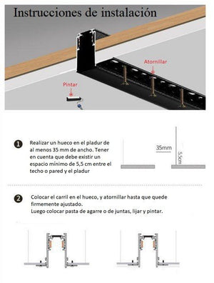 Carril magnético 20mm empotrable - 48V - 2 metros - Barcelona Led-
