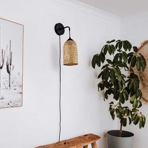 Aplique de pared de mimbre con enchufe "Frida" E27 (7)