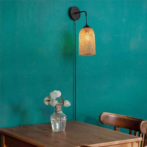 Aplique de pared de mimbre con enchufe "Frida" E27 (8)