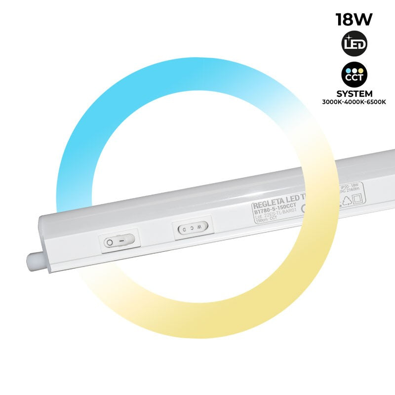 Regleta LED bajo mueble T5 - 150 cm - 18W opal - CCT