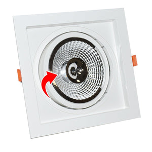 Aro downlight cuadrado tipo cardan para bombilla QR111 ó AR111 - Corte 155 x 155 mm - Barcelona Led-