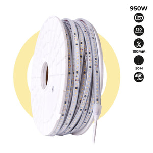 Tira LED 220V - 950W (6000xSMD2835) 12mm - IP67 - Rollo 50 metros - Corte cada 10cm - Barcelona Led-