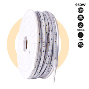 Tira LED 220V - 950W (6000xSMD2835) 12mm - IP67 - Rollo 50 metros - Corte cada 10cm - Barcelona Led-