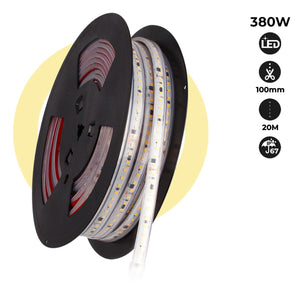 Tira LED 220V - 300W (2400xSMD2835) - 12mm - Apta exterior: IP67 - Rollo 20 metros - Barcelona Led-