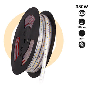 Tira LED 220V - 300W (2400xSMD2835) - 12mm - Apta exterior: IP67 - Rollo 20 metros - Barcelona Led-
