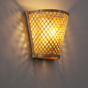 Aplique de pared de mimbre con enchufe "PANI" (2)