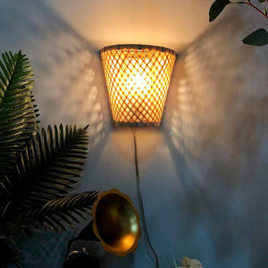 Aplique de pared de mimbre con enchufe "PANI" - Barcelona Led-Decoración