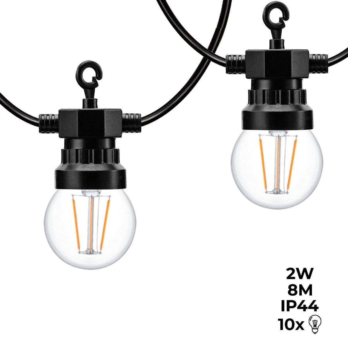 Guirnalda luminosa LED 10 bombillas integradas - 8 metros