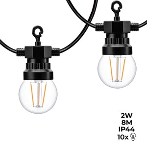 Guirnalda luminosa LED 10 bombillas integradas - 8 metros