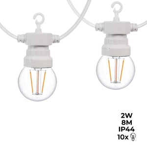 Guirnalda LED cable blanco 10 bombillas LED 3000ºK - 8 metros - Barcelona Led-