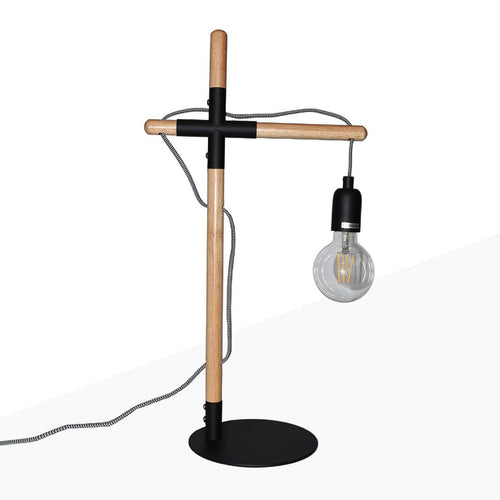 Natural wood table lamp