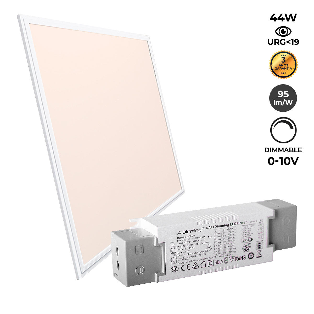Panel LED empotrable 60X60cm - 0-10V regulable - 44W - UGR19 (1)