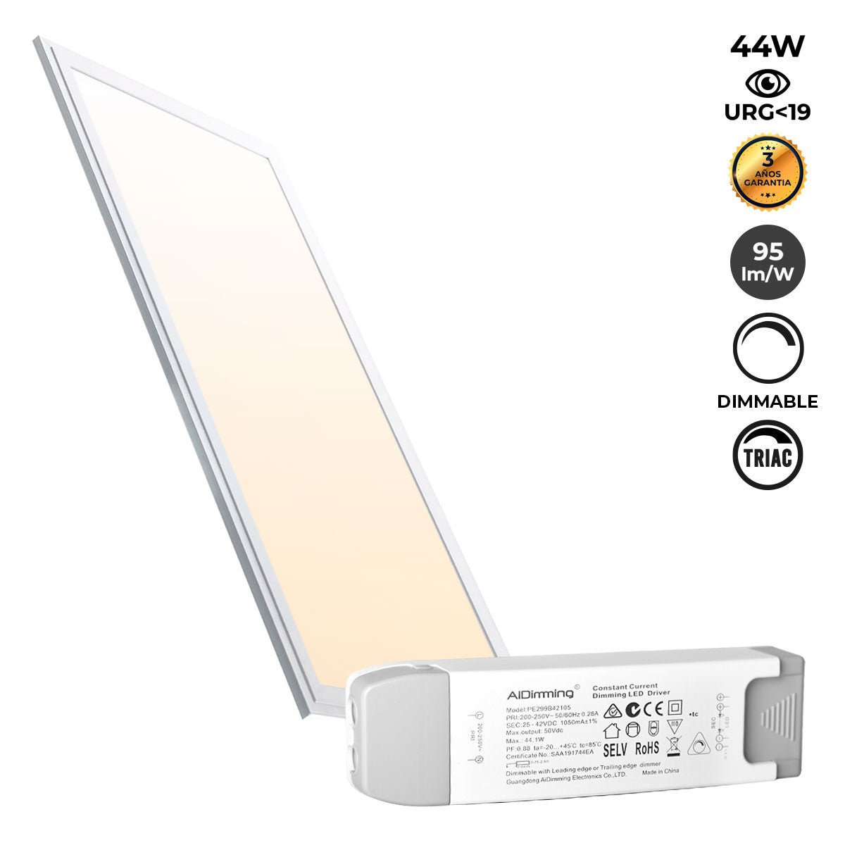 Panel LED empotrable 120X30cm - TRIAC regulable - 44W - UGR19 - IP40 - Barcelona Led-
