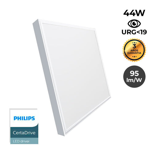 Panel LED de superficie slim 60X60 cm - Driver PHILIPS - 44W - UGR19 - con KIT de montaje